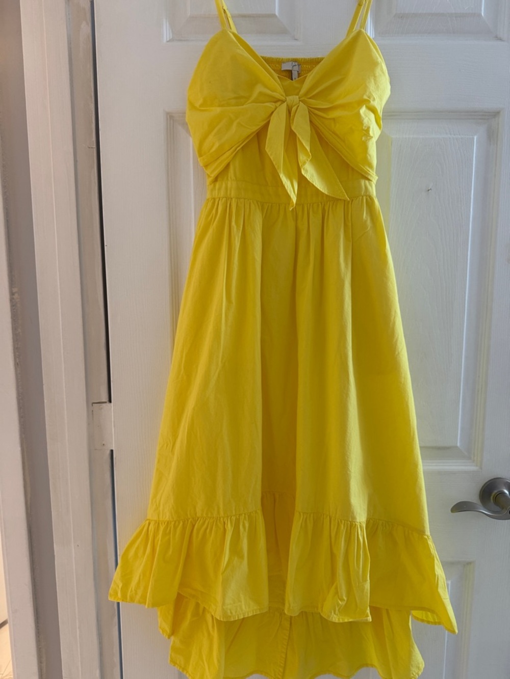Joie Clorinda Tie Front Cut Out High Low Yellow Midi Dress Size 6
